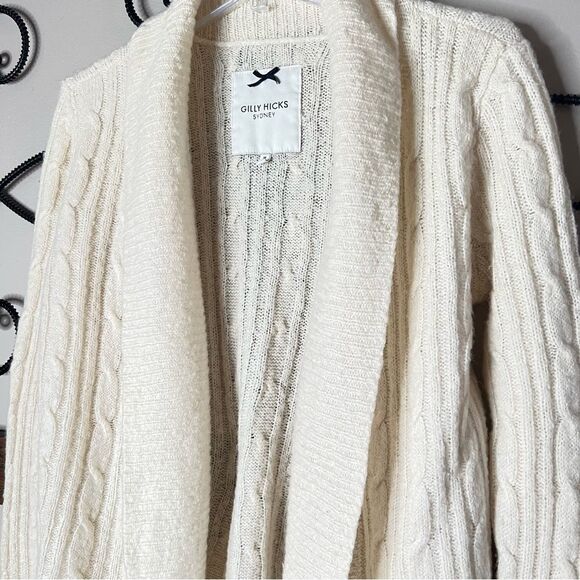 VTG Y2K Gilly Hicks Wool Blend Open Front Bone Colored Cardigan Size M - Picture 2 of 13